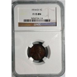 1914D Lincoln penny   NGC15BN