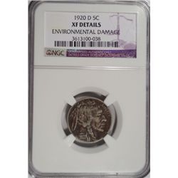 1920D Buffalo nickel  NGC   XF env dmg just dark toning  est  $150-$175