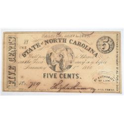 1863 5 cent State of North Carolina bearer note