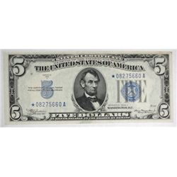 1934A $5 silver cert.  STAR NOTE  VERY SCARCE   CU