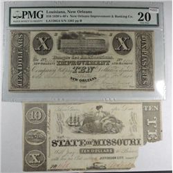 1830's-40's $10 New Orleans LA Improvement and Banking PMG20