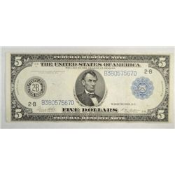 1914  $5 FR note XF