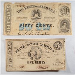 State of North Carolina  50 cent Bearer note  1863  fine