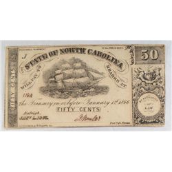 State of North Carolina  50 cent Bearer note  1866  VF