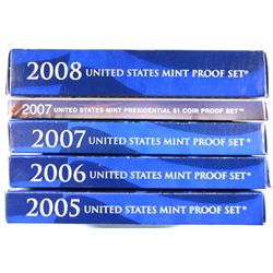 2005 THRU 2008 U.S. CLAD PROOF SETS, ALL IN NICE ORIGINAL PACKAGING