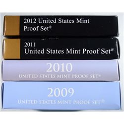 2009 THRU 2012 U.S. CLAD PROOF SETS, ALL IN NICE ORIGINAL MINT PACKAGING