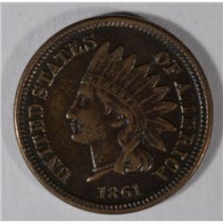 1861 INDIAN ONE CENT XF LITTLE DARK