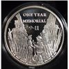FIRST ANNIVERSARY OF 9-11 COMMEMORATIVE MEDALLION, ONE OUNCE .999 SILVER