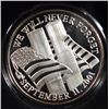 Image 2 : FIRST ANNIVERSARY OF 9-11 COMMEMORATIVE MEDALLION, ONE OUNCE .999 SILVER
