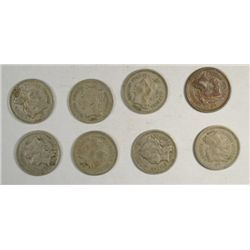 Nice run of 3 cent nickels avg VG to fine:1865-66-67-68-69-70-71-73  8 coins