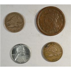 Nice grouping pennys:1857 FE VF details but dmg-58 FE G/VG-1853 penny VG-43 zinc