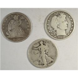 3 nice type half $: 1858-1906D-1921S  G/VG