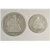 Image 1 : With arrows at date type coins 1853O A/RYS quarter and 1855O half $ G/VG