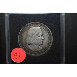 1893 US Columbian Commemorative Half Dollar In Display Case; World's Columbian Exposition Chicago; E