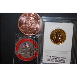 Grab Bag; Merry Christmas Military Medal, Lakota Copper Round; .999 Fine Copper 1 Oz. & 2007 US Jame