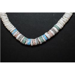 Puka Shell Necklace With Colored Accent Shells; EST. $5-10