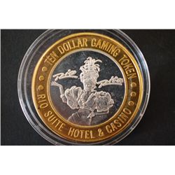 Rio Suite Hotel & Casino Las Vegas NV "Rio Rita" Limited Edition Two-Tone $10 Gaming Token; .999 Fin