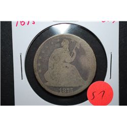 1875 US Seated Liberty Half Dollar; EST. $15-20