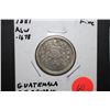 Image 1 : 1881 Guatemala 25 Centavos Foreign Coin; Fine; .1678 ASW; EST. $15-25