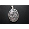 Image 2 : Sterling Silver Charm & Loop With Green Marbled Gemstone & Mayan/Inca Bezel On Reverse; .925 Silver;