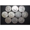 Image 1 : US Silver Half Dollars $5 Face Value; Various Dates, Conditions & Mint Marks; Lot of 10; EST. $125-1