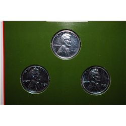 1943 US Wartime Steel Cent Coin Set With History; Lot of 3 Coins; EST. $3-6