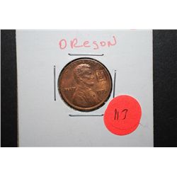 1975 Lincoln Penny With Oregon State Imprinted On Obv.; EST. $3-5