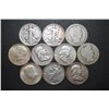 Image 1 : US Silver Half Dollars $5 Face Value; Various Dates, Conditions & Mint Marks; Lot of 10; EST. $125-1