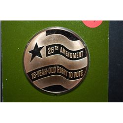 1971 Voters Nat'l Committee 26th Amendment Commemorative Coin Medal; Solid Franklin Bronze Proof; Th
