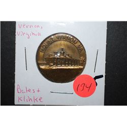 Mount Vernon VA Collectible Token; EST. $5-10