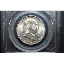 1954-S US Ben Franklin Half Dollar; PCGS Graded MS65; EST. $30-50