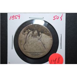 1859 US Seated Liberty Half Dollar; EST. $15-20