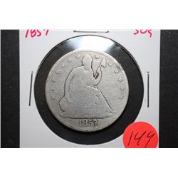1857 US Seated Liberty Half Dollar; EST. $15-20
