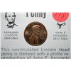 Image 1 : 1973 US Lincoln Penny With Kennedy Profile Imprinted On Obv & History; UNC; EST. $5-10
