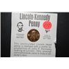 Image 2 : 1973 US Lincoln Penny With Kennedy Profile Imprinted On Obv & History; UNC; EST. $5-10