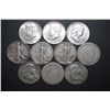 Image 1 : US Silver Half Dollars $5 Face Value; Various Dates, Conditions & Mint Marks; Lot of 10; EST. $125-1