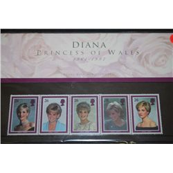 1997 Diana Princess Of Wales British Postal Stamps; Lot of 5 Stamps; EST. $10-20