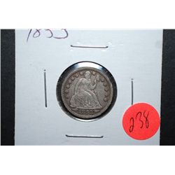 1853 US Seated Liberty One Dime With Arrows; XF; EST. $50-175