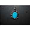 Image 1 : Sterling Silver Charm & Loop With Oval-Shaped Turquoise-Like Stone In Bezel; EST. $20-30