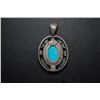 Image 2 : Sterling Silver Charm & Loop With Oval-Shaped Turquoise-Like Stone In Bezel; EST. $20-30