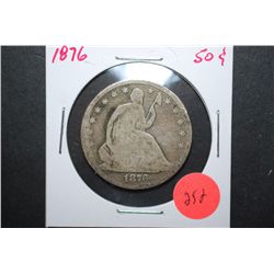 1876 US Seated Liberty Half Dollar With Arrows; EST. $15-20