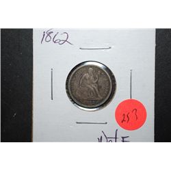 1862 US Seated Liberty One Dime; F; EST. $25-40