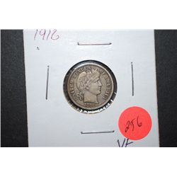 1916 US Barber One Dime; VF; EST. $8-25