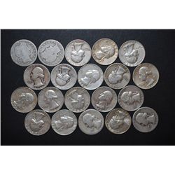 US Silver Quarters $5 Face Value; Various Dates, Conditions & Mint Marks; Lot of 20; EST. $125-150