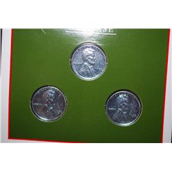 1943 US Wartime Steel Cent Coin Set With History; Lot of 3 Coins; EST. $3-6