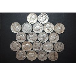 US Silver Quarters $5 Face Value; Various Dates, Conditions & Mint Marks; Lot of 20; EST. $125-150