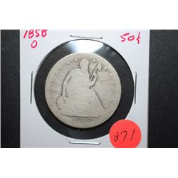 1858-O US Seated Liberty Half Dollar; EST. $15-20