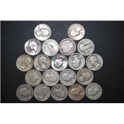 US Silver Quarters $5 Face Value; Various Dates, Conditions & Mint Marks; Lot of 20; EST. $125-150