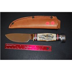 North American Hunting Club Collectible Knife & Sheath With Buck Scene On Blade; EST. $15-30