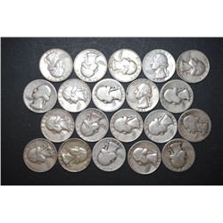 US Silver Quarters $5 Face Value; Various Dates, Conditions & Mint Marks; Lot of 20; EST. $125-150